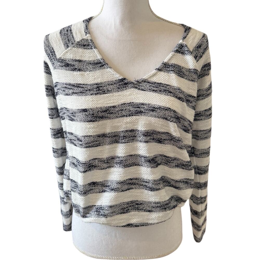 Sanctuary Slub Knit Long Sleeve Top Navy White Stripe S